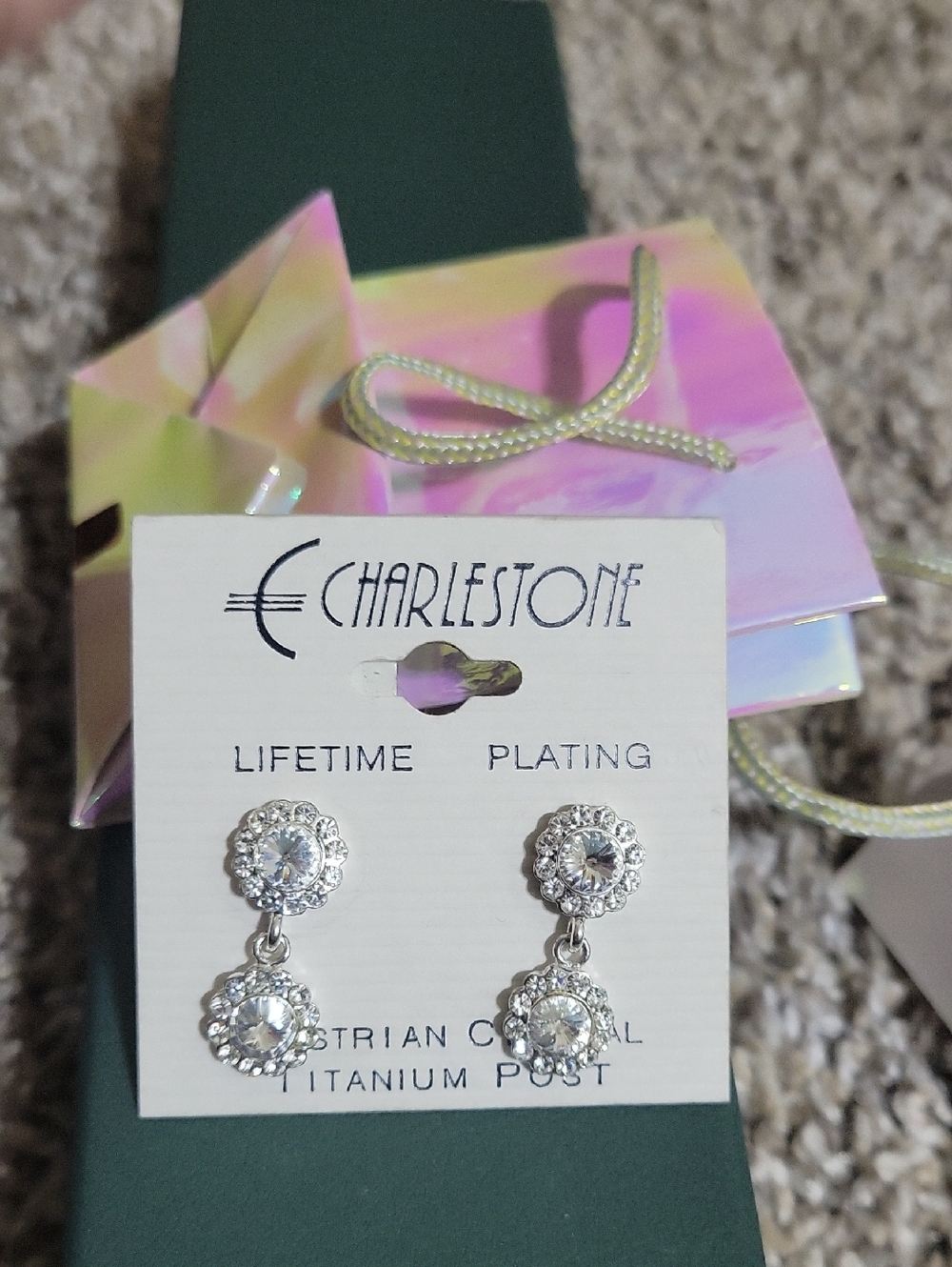 Charlestone Silver Crystal Drop Earrings - Silver